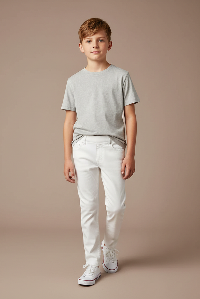 Pantalon Blanc Enfant Slim Coton Décontracté - Jean
