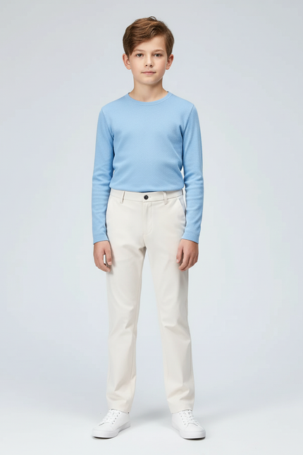 Pantalon Blanc Droit Décontracté Garçon Coton - Beige