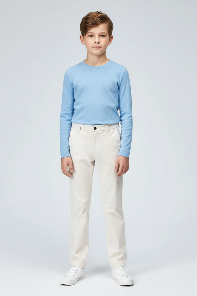 Pantalon Blanc Droit Décontracté Garçon Coton - Beige