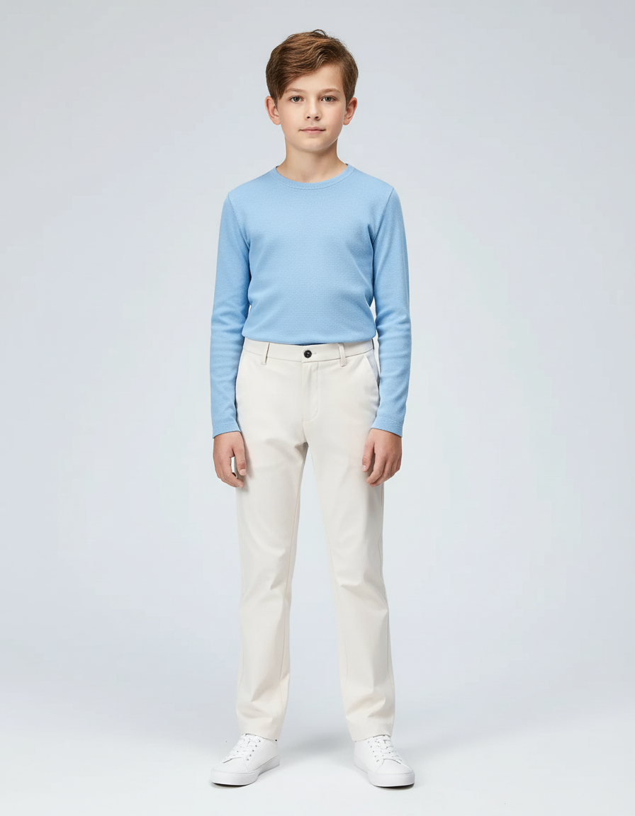 Pantalon Blanc Droit Décontracté Garçon Coton - Beige