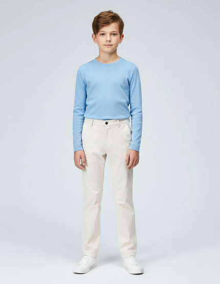 Pantalon Blanc Droit Décontracté Garçon Coton - Beige