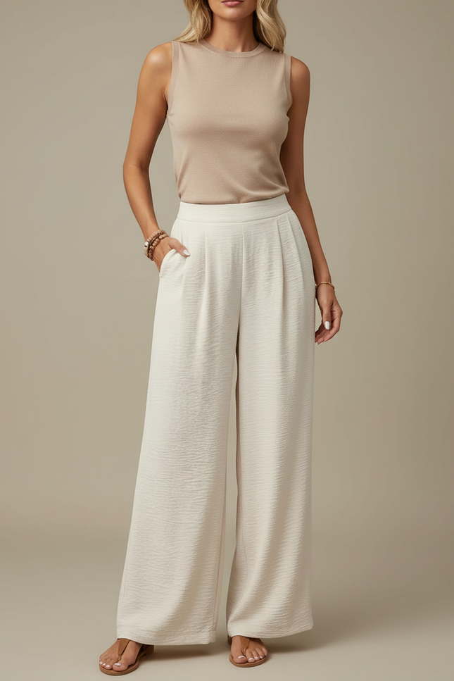 Pantalon Crepon Blanc - Polyester