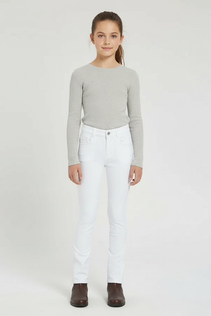 Pantalon Blanc Équestre Enfant Silicone Adhérent - Polyester