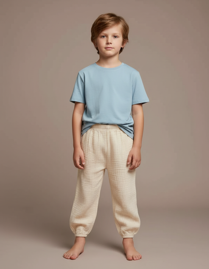 Pantalon Blanc Gaze De Coton - Beige
