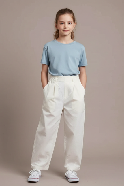 Pantalon Blanc Ample Décontracté Confortable Coton - Toile