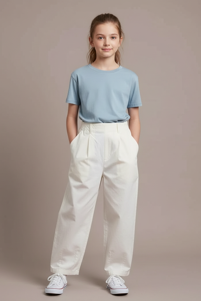 Pantalon Blanc Ample Décontracté Confortable Coton - Toile