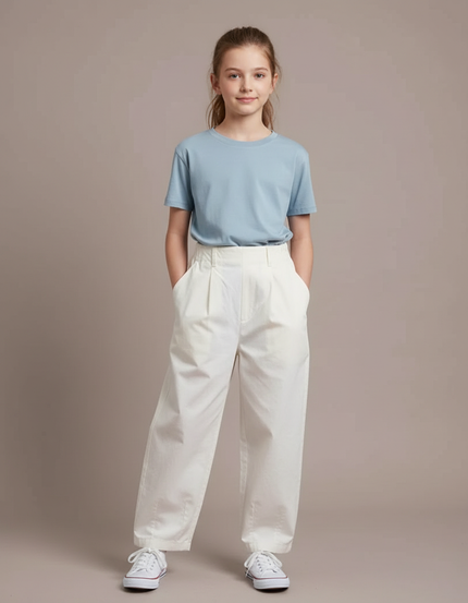 Pantalon Blanc Ample Décontracté Confortable Coton - Toile