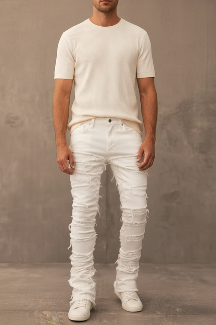 Pantalon Blanc Déchiré - Jean