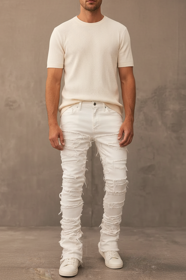 Pantalon Blanc Déchiré - Jean