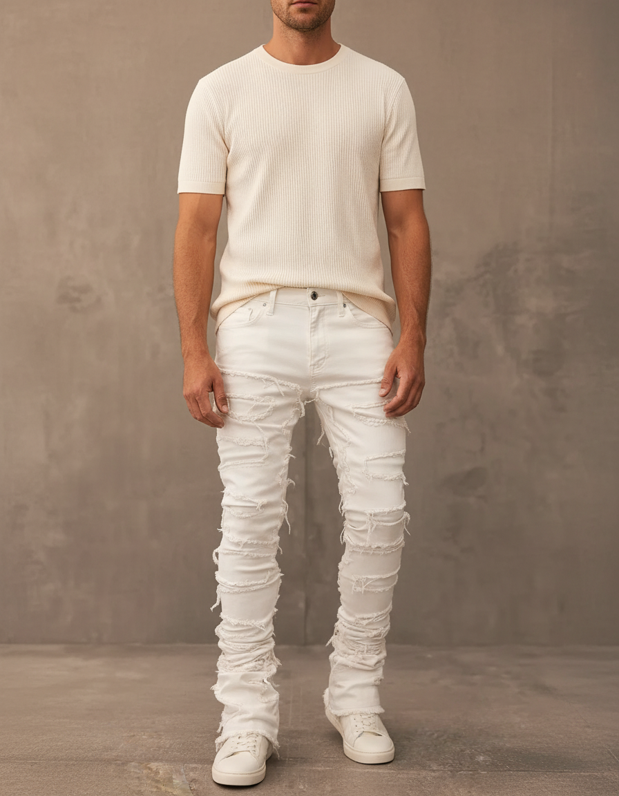 Pantalon Blanc Déchiré - Jean