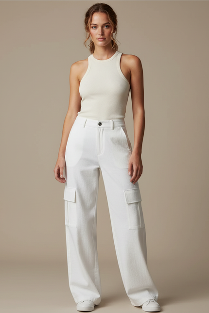 Pantalon Militaire Femme Blanc - Jean