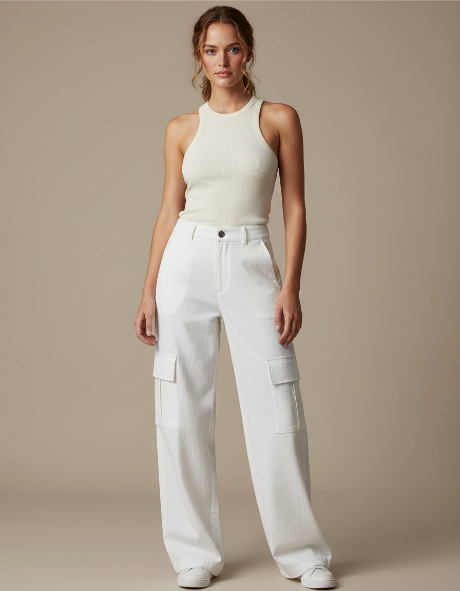 Pantalon Militaire Femme Blanc - Jean