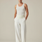 Pantalon Blanc Ample Droit Taille Haute Élégant - Toile