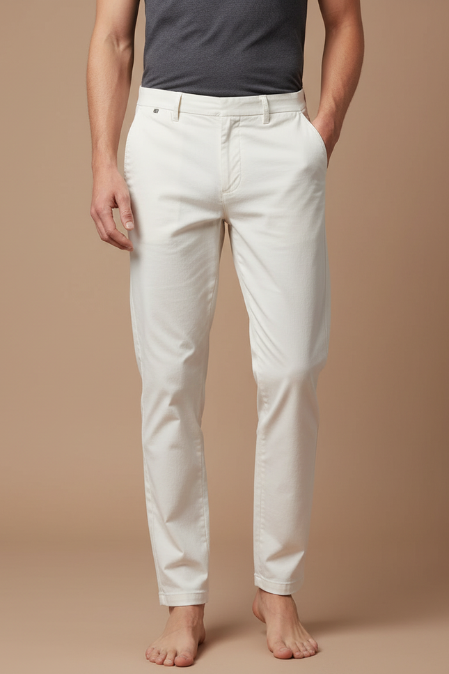 Pantalon Blanc Homme Droit Décontracté Coton Élégant