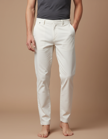 Pantalon Blanc Homme Droit Décontracté Coton Élégant