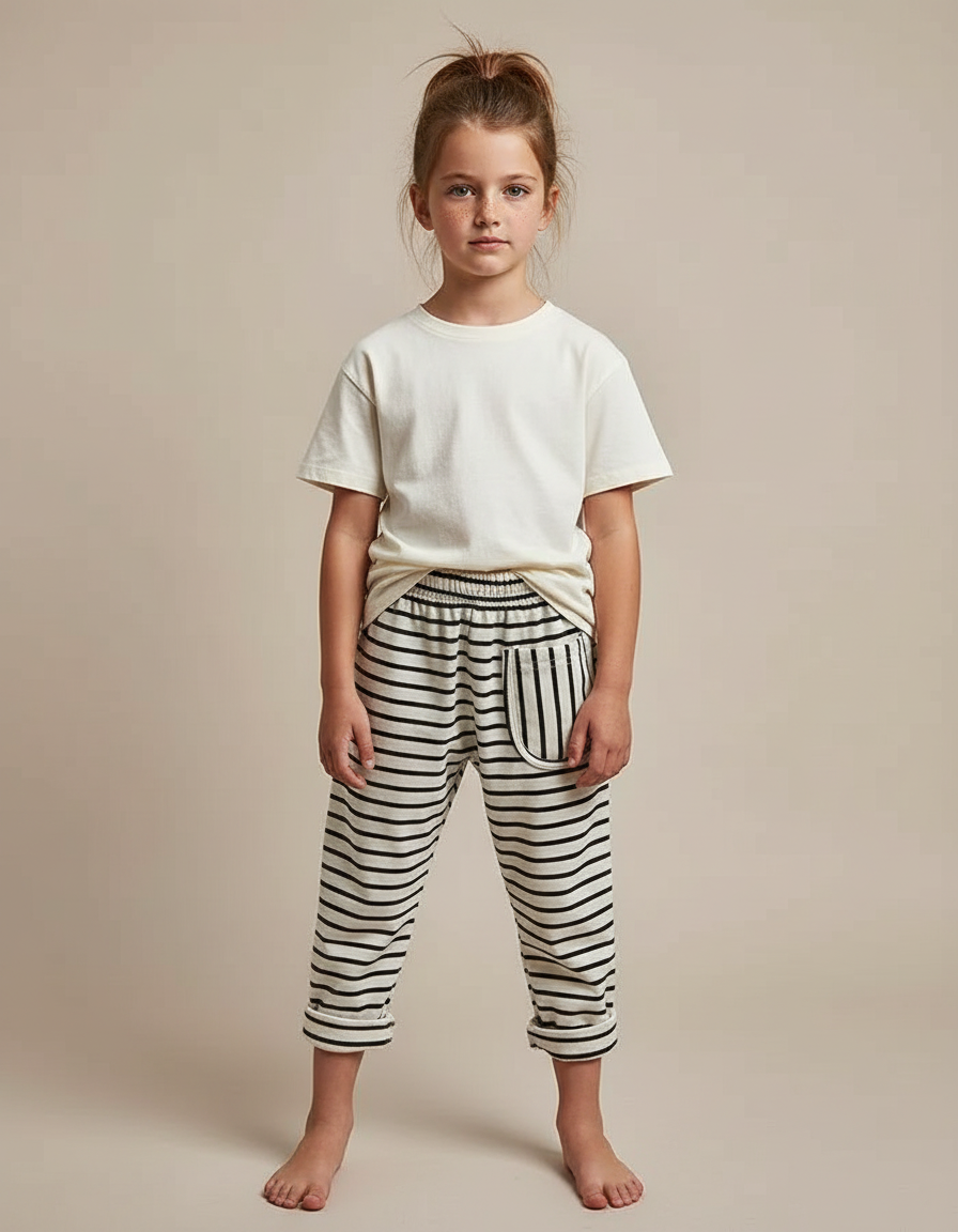 Pantalon Noir Et Blanc Rayure - Multicolore Molleton