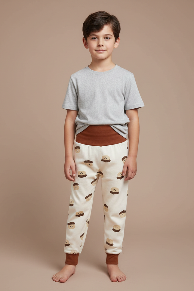 Pantalon Blanc Imprimé Mignon Confortable Enfant - Molleton