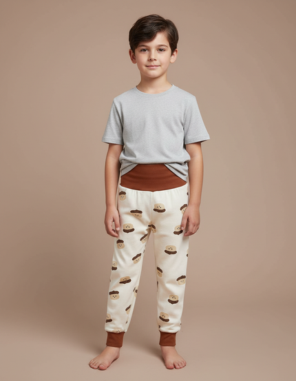 Pantalon Blanc Imprimé Mignon Confortable Enfant - Molleton
