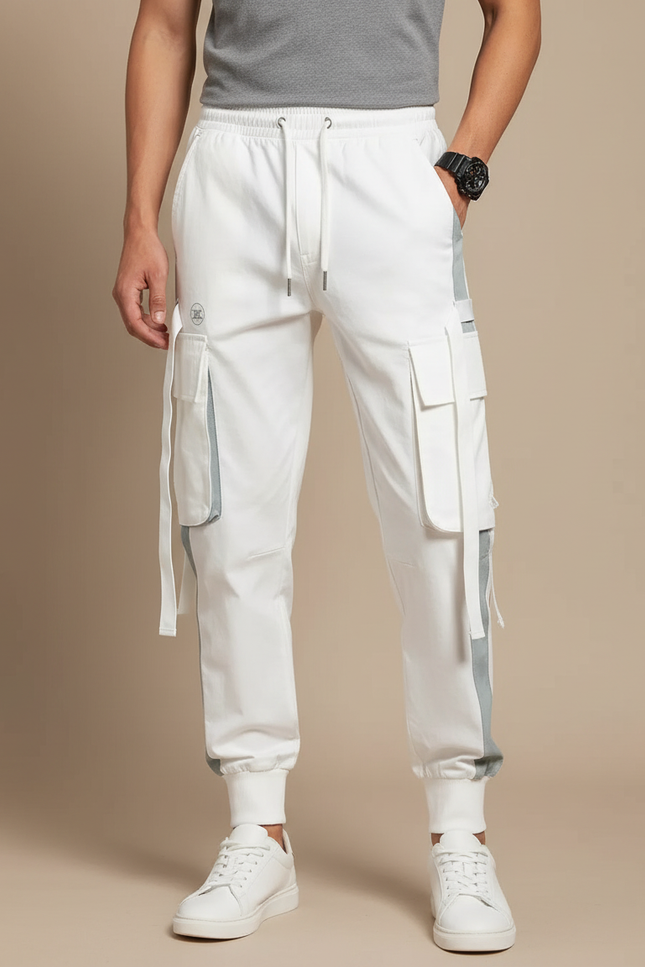 Pantalon Parachute Blanc Homme - Polyester