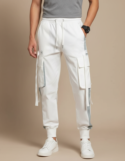 Pantalon Parachute Blanc Homme - Polyester