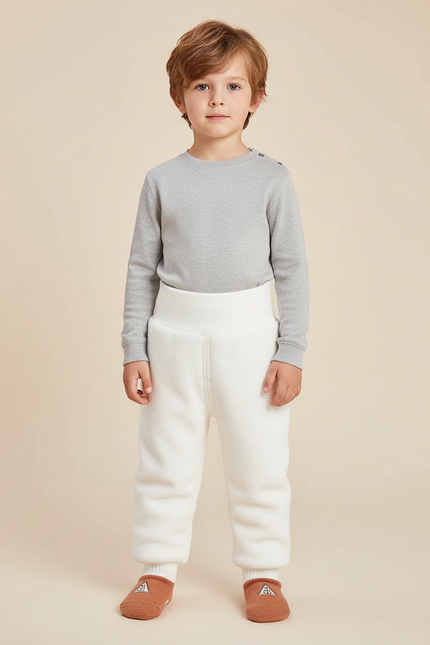 Pantalon Blanc Polaire Taille Haute Enfant Confortable - Molleton