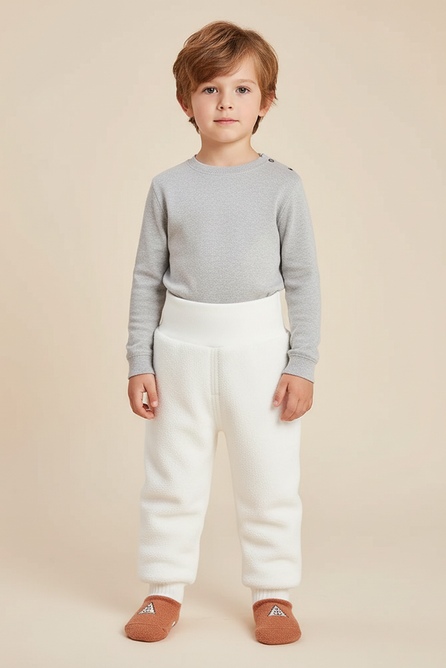 Pantalon Blanc Polaire Taille Haute Enfant Confortable - Molleton
