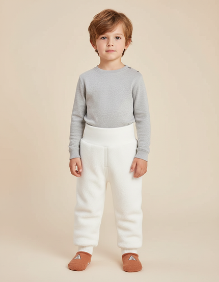 Pantalon Blanc Polaire Taille Haute Enfant Confortable - Molleton