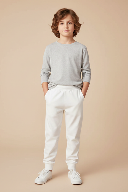 Pantalon Blanc Décontracté Coton Enfant Jogging - Molleton