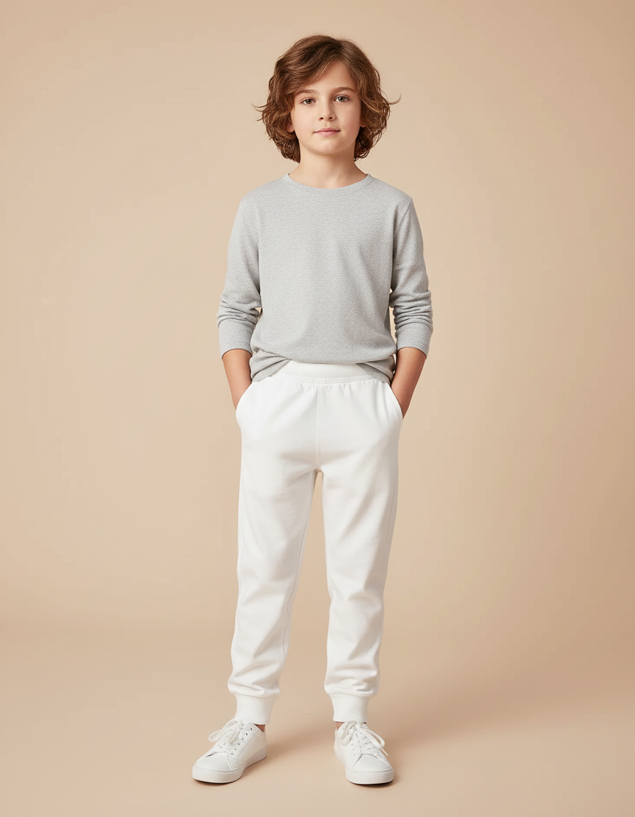 Pantalon Blanc Décontracté Coton Enfant Jogging - Molleton