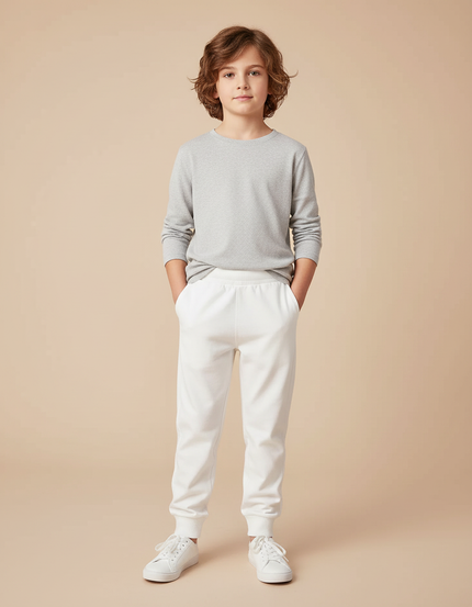 Pantalon Blanc Décontracté Coton Enfant Jogging - Molleton