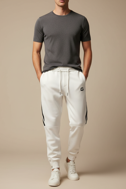 Pantalon Blanc Bande Noire - Molleton