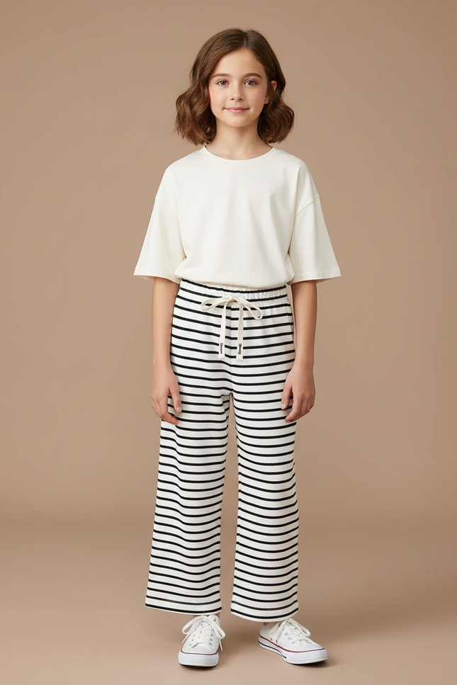 Pantalon Rayé Marine Et Blanc - Molleton