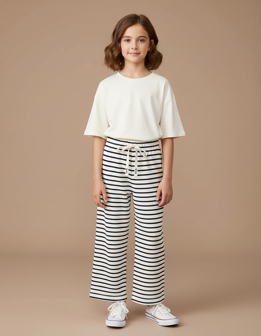 Pantalon Rayé Marine Et Blanc - Molleton
