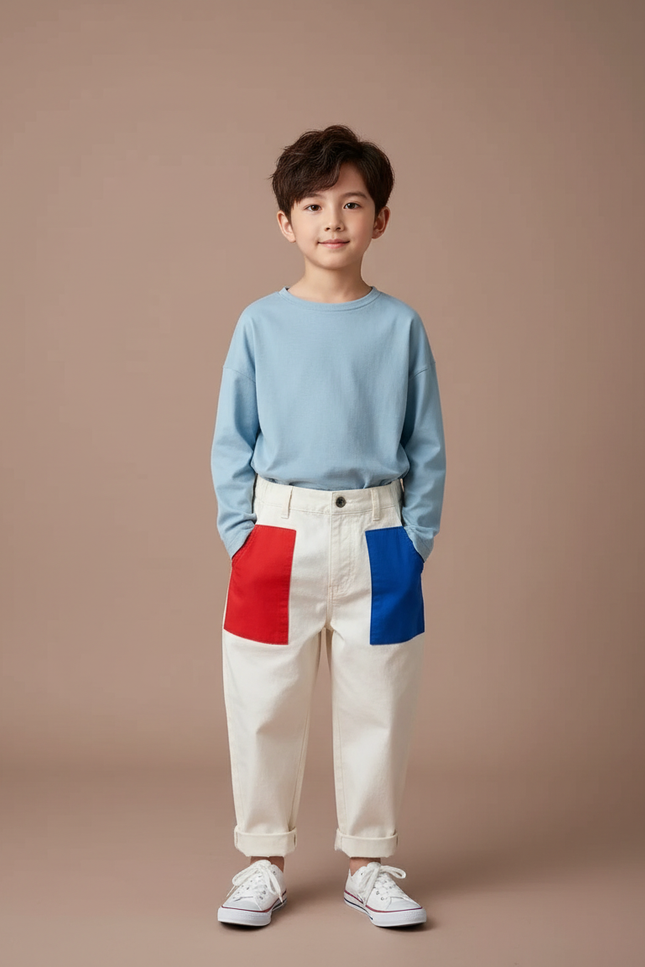 Pantalon Bleu Blanc Rouge - Toile