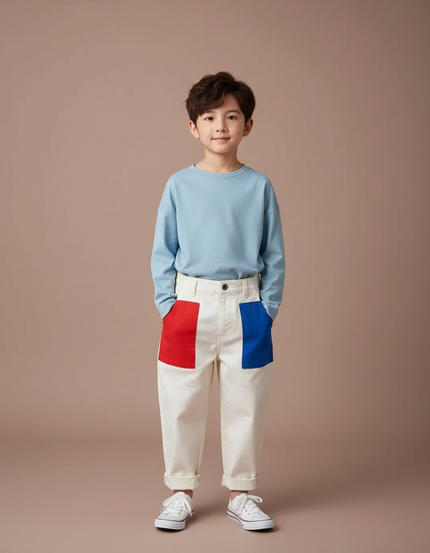 Pantalon Bleu Blanc Rouge - Toile