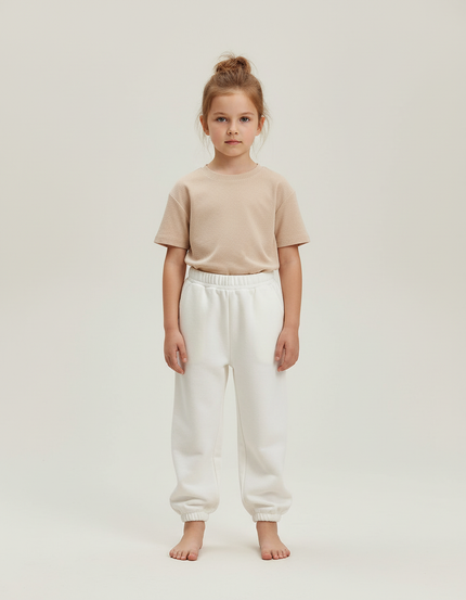 Pantalon Blanc Molletonné Coton Sport Enfant Décontracté