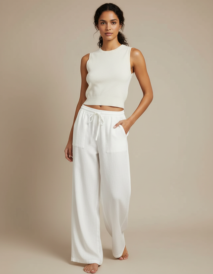 Pantalon Blanc Palazzo - Lin