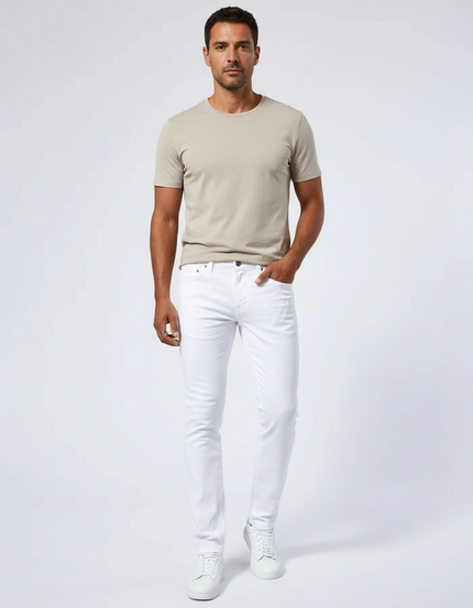 Pantalon Blanc Homme Slim Coton Décontracté - Jean