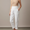 Pantalon Blanc Taille Haute Coton Décontracté Femme