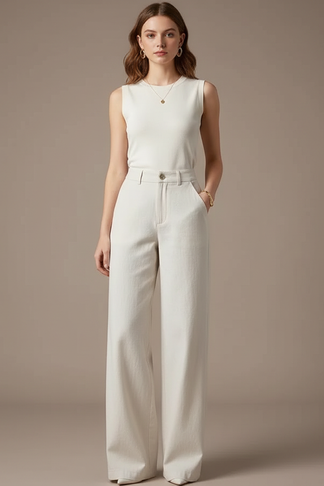 Pantalon Flare Blanc Femme - Jean