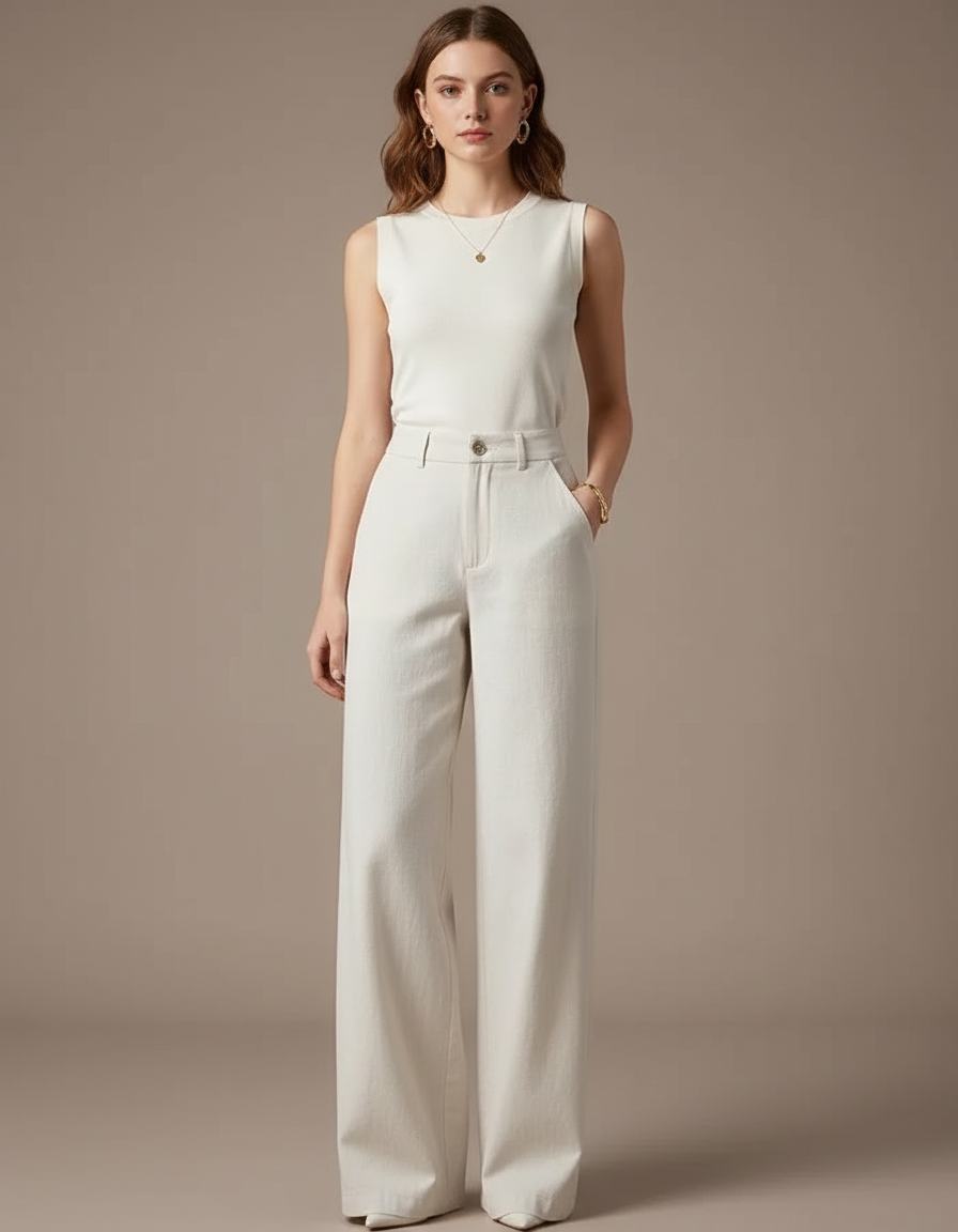 Pantalon Flare Blanc Femme - Jean