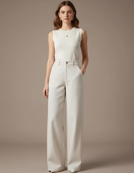 Pantalon Flare Blanc Femme - Jean