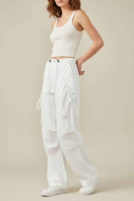 Pantalon Blanc Parachute - Polyester
