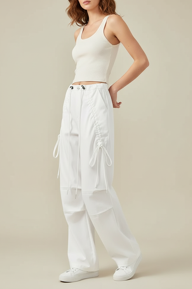 Pantalon Blanc Parachute - Polyester