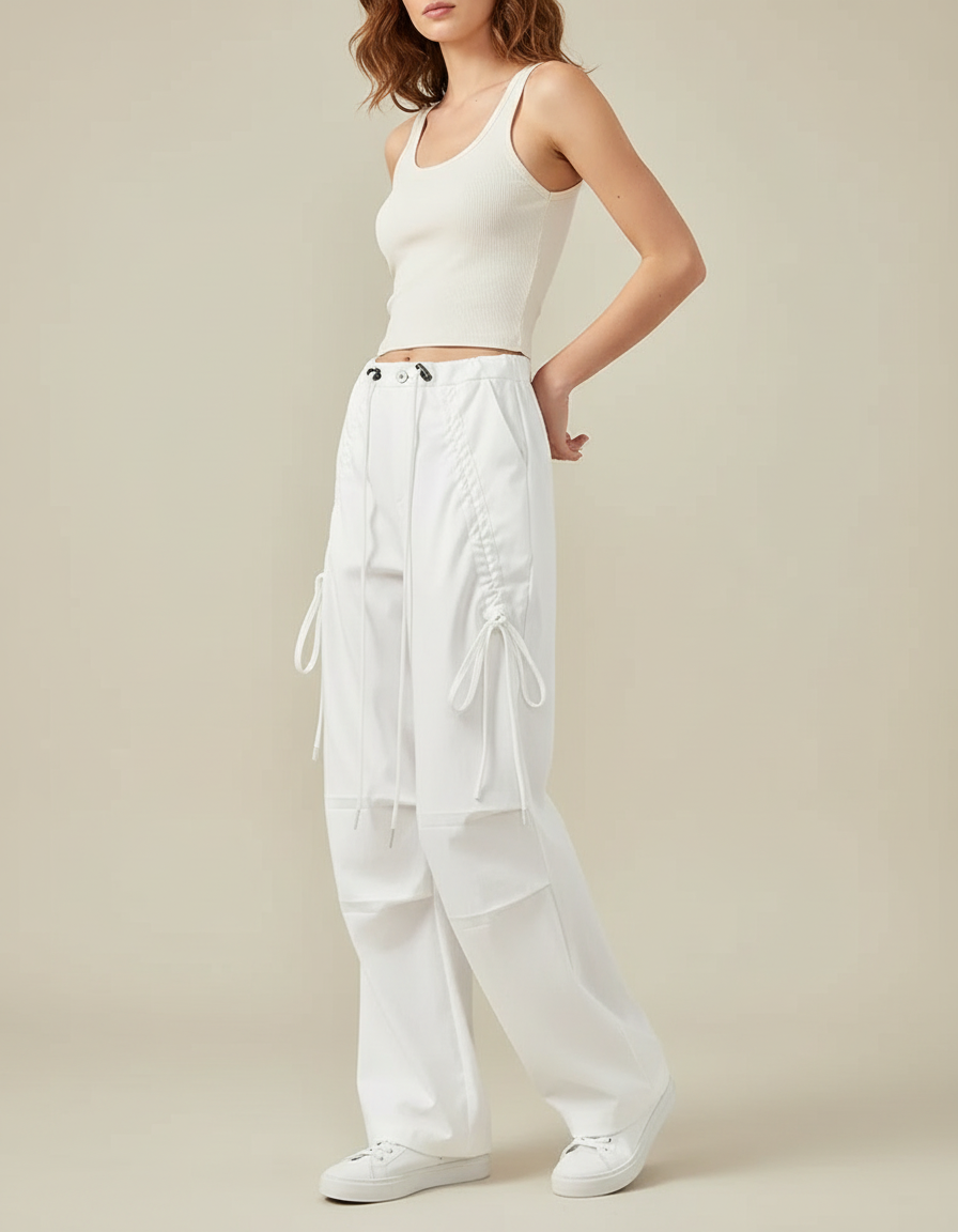 Pantalon Blanc Parachute - Polyester