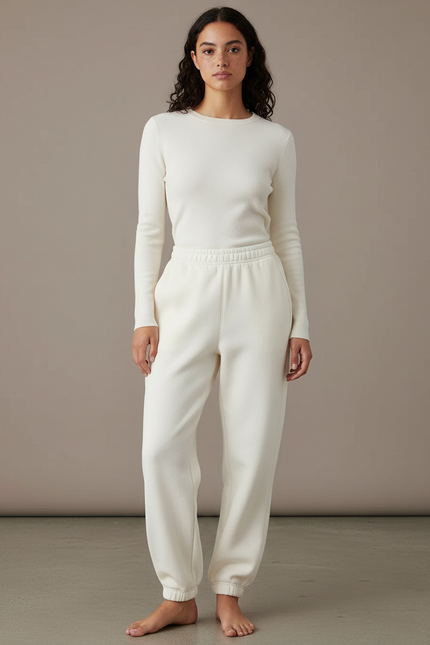 Pantalon Fitness Blanc - Molleton