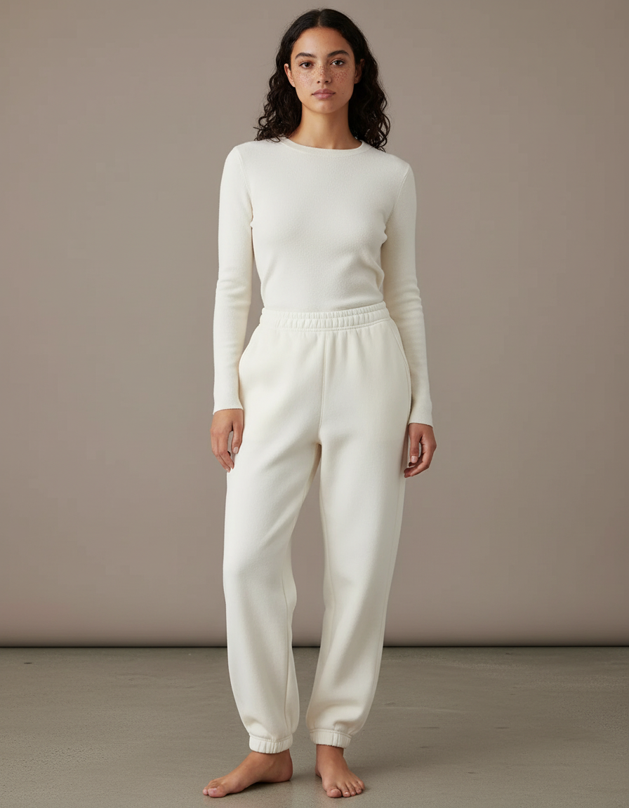 Pantalon Fitness Blanc - Molleton