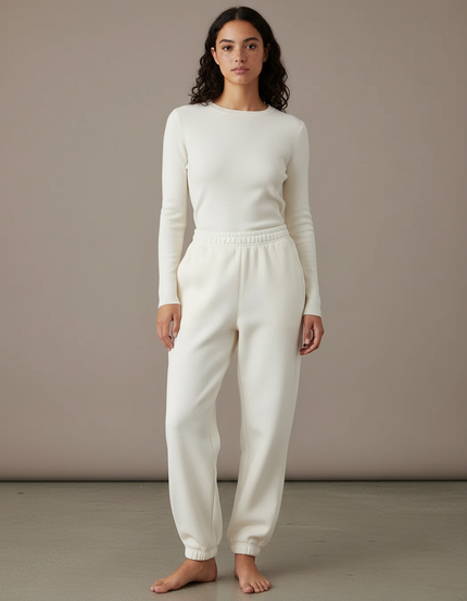 Pantalon Fitness Blanc - Molleton