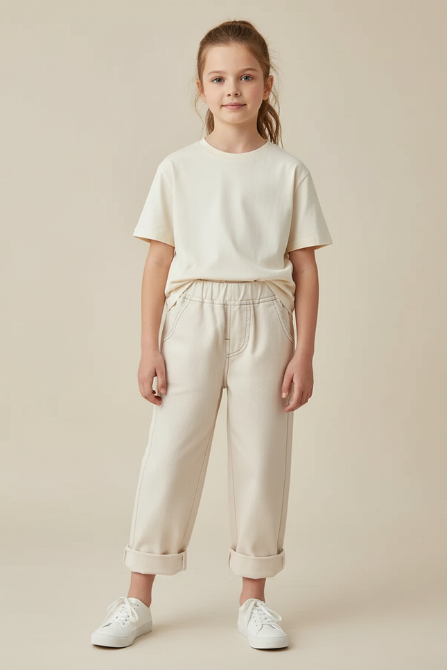 Pantalon Barrel Blanc - Beige Toile