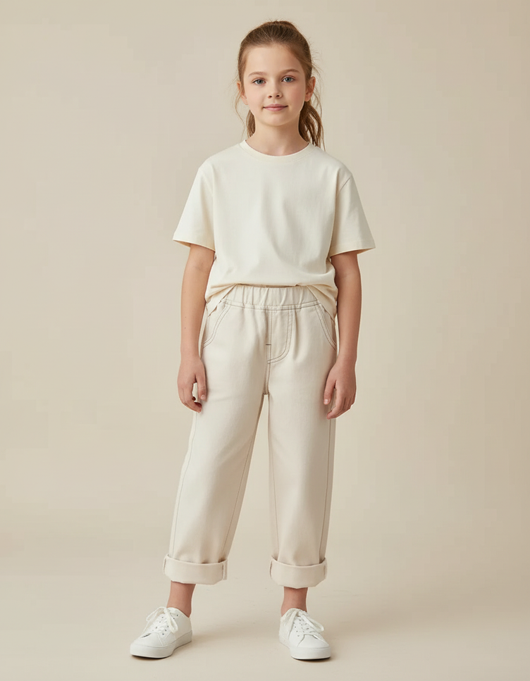 Pantalon Barrel Blanc - Beige Toile